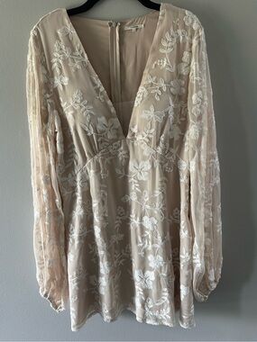 Tularosa Ryland Dress in Cream White Floral Embroidered Revolve Large
